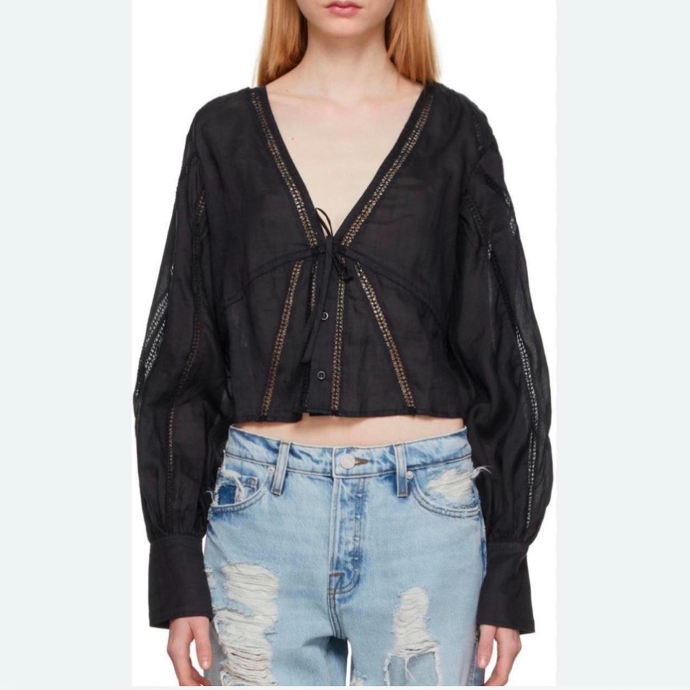 Frame black lace blouse NWT